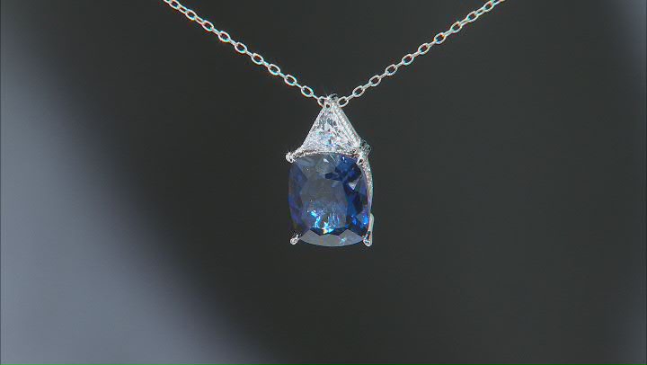 Blue Lab Created Sapphire and Cubic Zirconia Platineve™ Pendant With Chain 7.06ctw Video Thumbnail