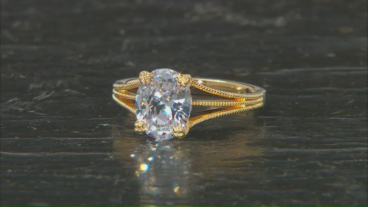 3.80ctw White Cubic Zirconia 18K Yellow Gold Over Sterling Silver Ring Video Thumbnail