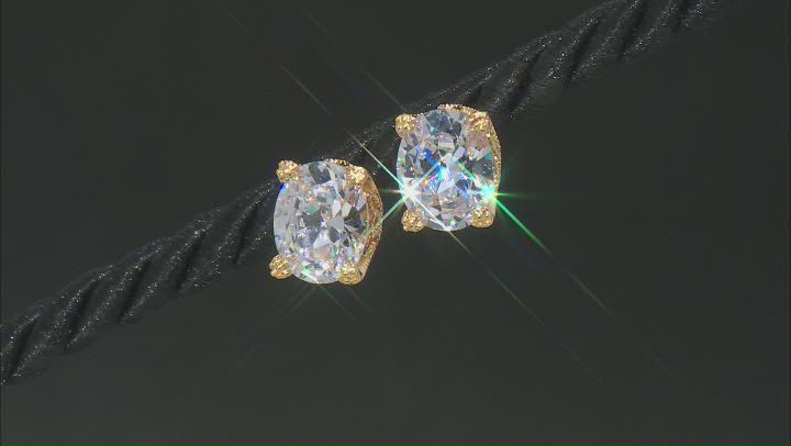 White Cubic Zirconia 18K Yellow Gold Over Silver Earrings 7.60ctw Video Thumbnail
