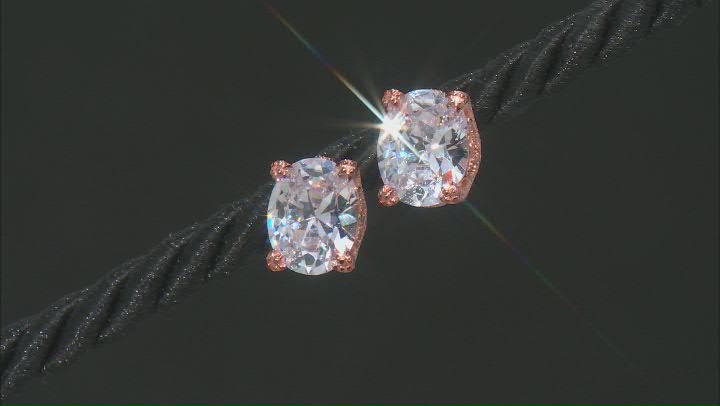 White Cubic Zirconia 18K Rose Gold Over Silver Earrings 7.60 Video Thumbnail