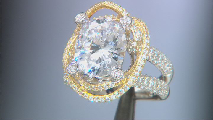 White Cubic Zirconia Platineve(R) And 18k Yellow Gold Over Sterling Silver Holiday Ring 9.31ctw Video Thumbnail