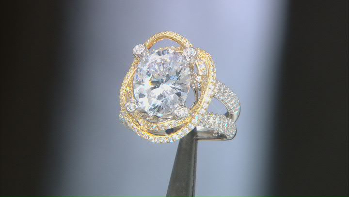 White Cubic Zirconia Platineve(R) And 18k Yellow Gold Over Sterling Silver Holiday Ring 9.31ctw Video Thumbnail