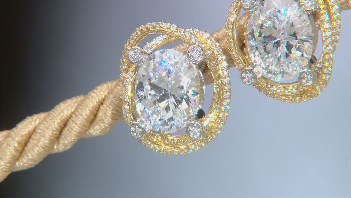 White Cubic Zirconia Platineve(R) And 18k Yellow Gold Over Sterling Silver Holiday Earrings 9.10ctw Video Thumbnail