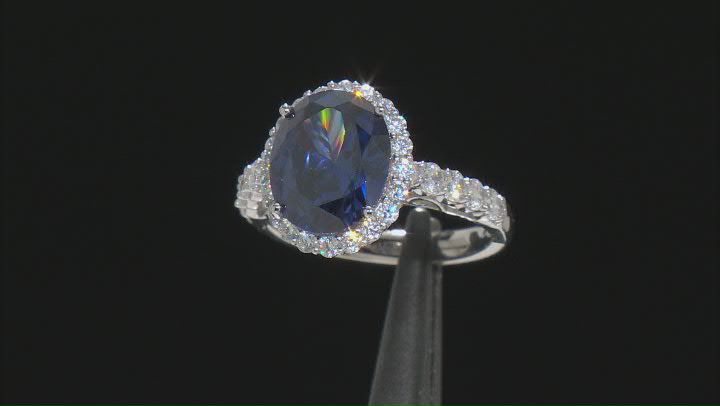 Blue And White Cubic Zirconia Platineve Anniversary Ring 6.81ctw Video Thumbnail