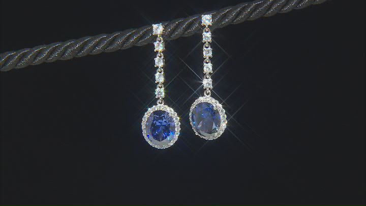 Blue And White Cubic Zirconia Platineve Anniversary Earrings 12.75ctw Video Thumbnail