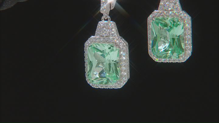Green Lab Created Spinel and White Cubic Zirconia Platineve Earrings 6.25ctw Video Thumbnail