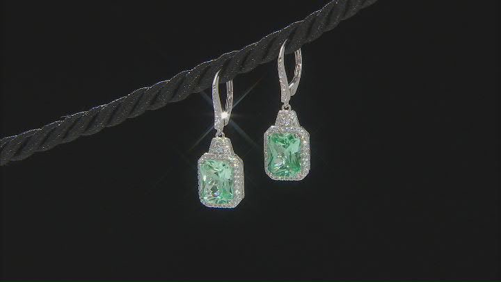 Green Lab Created Spinel and White Cubic Zirconia Platineve Earrings 6.25ctw Video Thumbnail