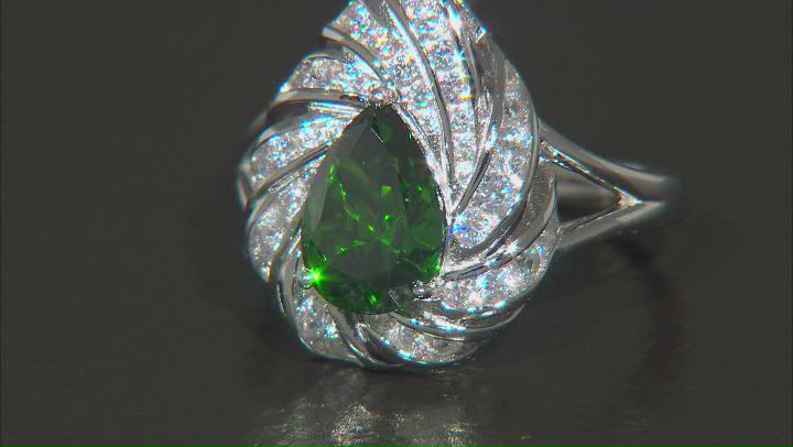 Green And White Cubic Zirconia Platineve Ring Hawaii Collection 4.39ctw Video Thumbnail