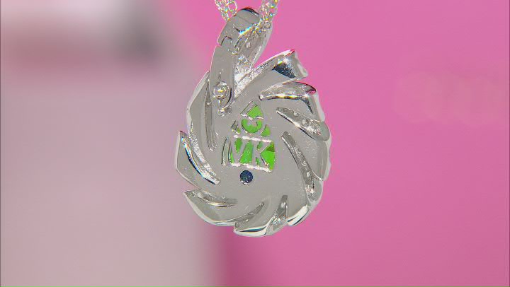 Green And White Cubic Zirconia Platineve Pendant With Chain Hawaii Collection 11.55ctw Video Thumbnail