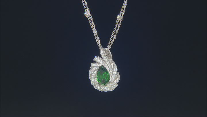 Green And White Cubic Zirconia Platineve Pendant With Chain Hawaii Collection 11.55ctw Video Thumbnail