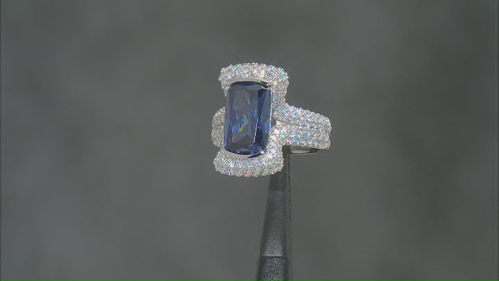 Blue And White Cubic Zirconia Platineve Ring 13.08ctw Video Thumbnail