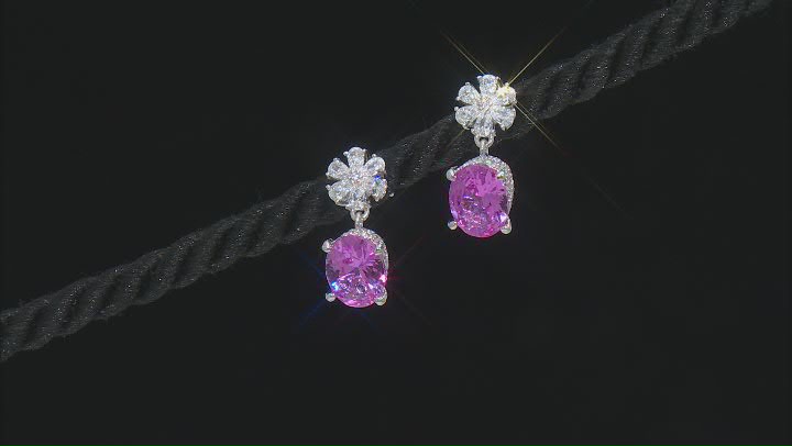 Pink Lab Created Sapphire And White Cubic Zirconia Platineve Earrings 5.00ctw Video Thumbnail