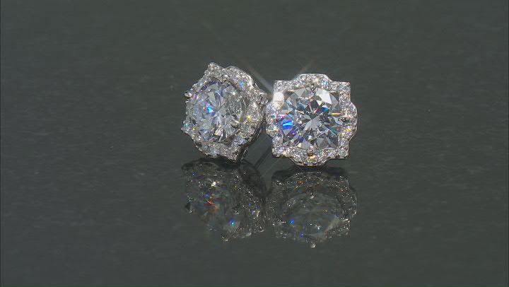 White Cubic Zirconia Platineve Ring and Earring Set 9.68ctw Video Thumbnail