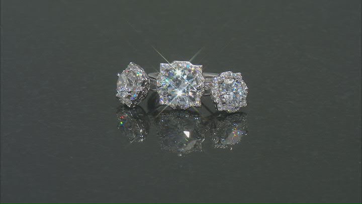 White Cubic Zirconia Platineve Ring and Earring Set 9.68ctw Video Thumbnail