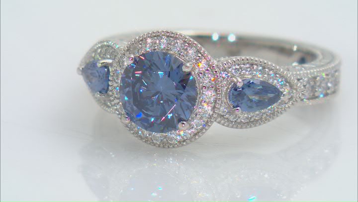 Blue And White Cubic Zirconia Platineve Ring 3.44ctw Video Thumbnail