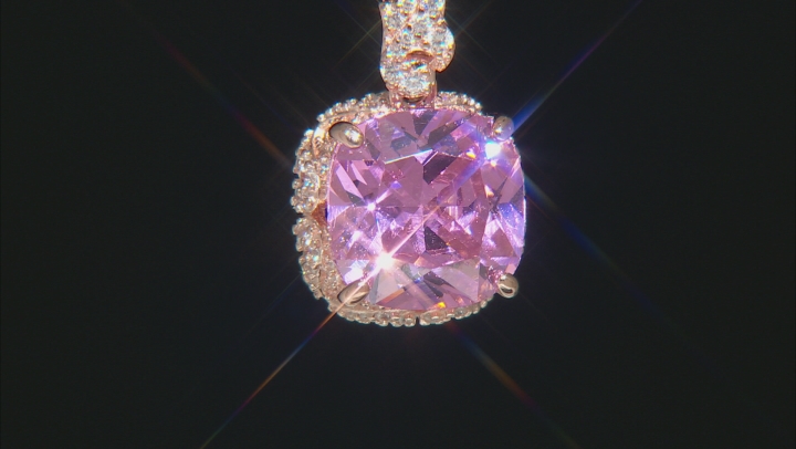 Pink And White Cubic Zirconia 18k Rose Gold Over Sterling Silver Pendant With Chain 11.73ctw Video Thumbnail