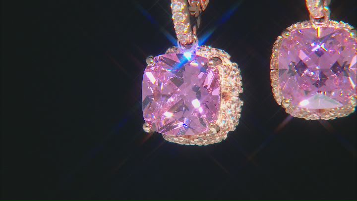 Pink And White Cubic Zirconia 18k Rose Gold Over Sterling Silver Earrings 11.38ctw Video Thumbnail