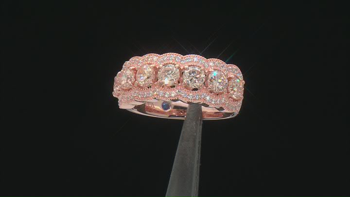 Champagne And White Cubic Zirconia 18k Rose Gold Over Sterling Silver Ring 3.32ctw Video Thumbnail
