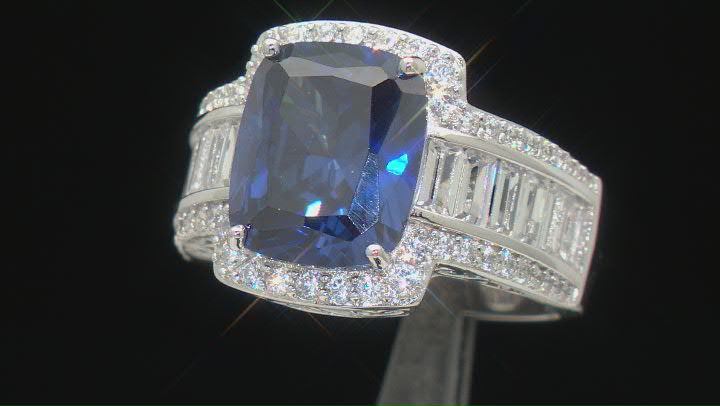 Blue And White Cubic Zirconia Platineve Ring 12.26ctw Video Thumbnail