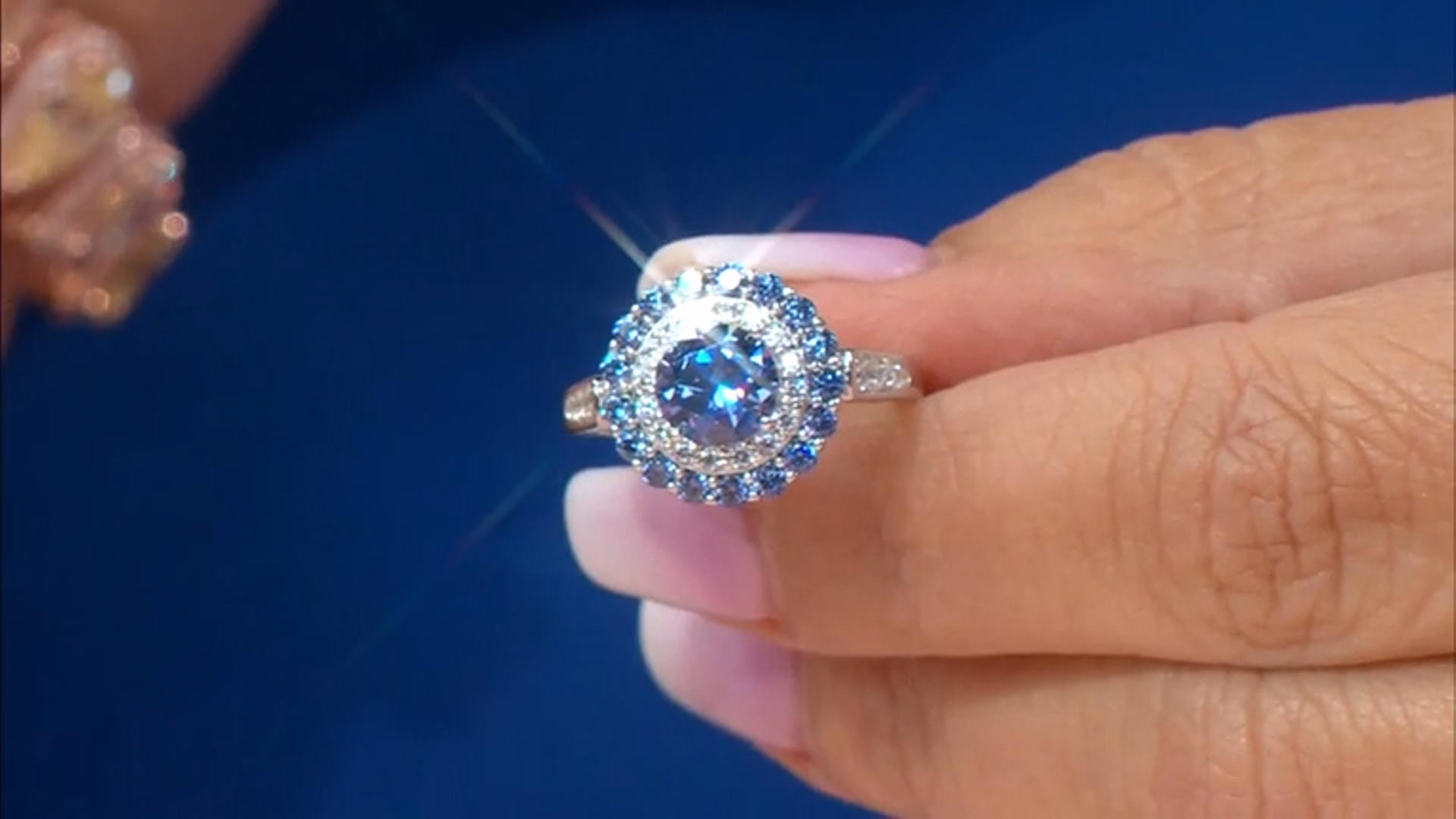 Blue and White Cubic Zirconia Platineve Ring 3.58ctw Video Thumbnail
