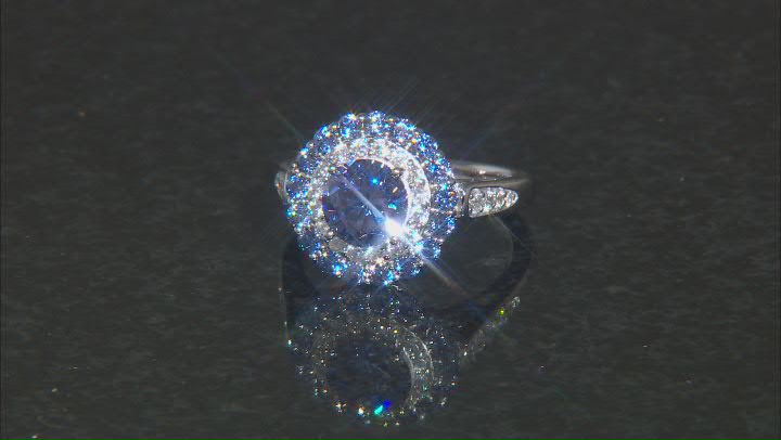 Blue and White Cubic Zirconia Platineve Ring 3.58ctw Video Thumbnail