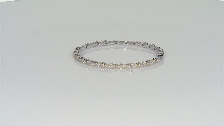 White Cubic Zirconia Platineve And 18k Yellow Gold Over Sterling Silver Bangle 2.52ctw Video Thumbnail
