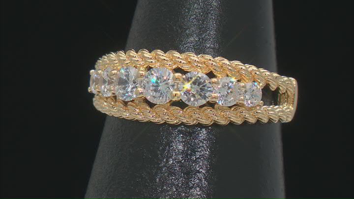 White Cubic Zirconia 18k Yellow Gold Over Sterling Silver Ring 1.46ctw Video Thumbnail