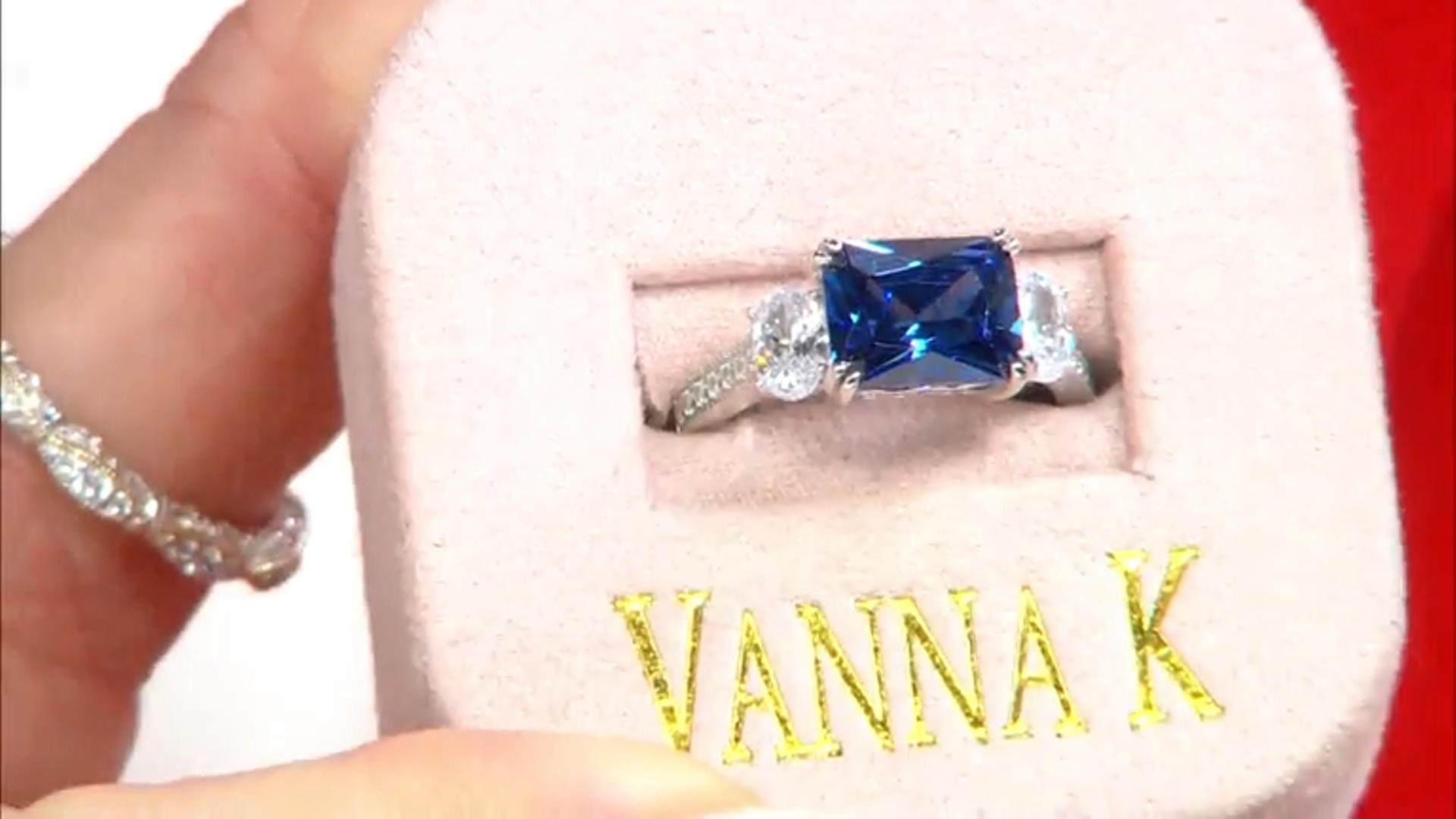 Blue And White Cubic Zirconia Platineve® Ring 6.63ctw Video Thumbnail