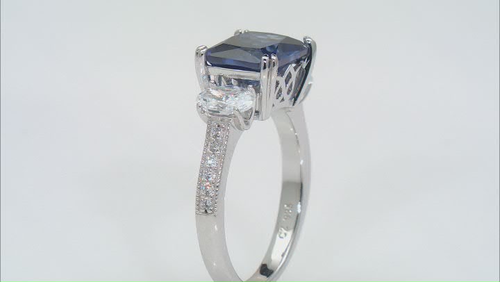 Blue And White Cubic Zirconia Platineve® Ring 6.63ctw Video Thumbnail
