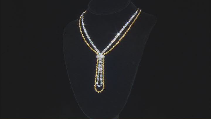 White Cubic Zirconia Platineve And 18k Yellow Gold Over Sterling Silver Necklace 28.40ctw Video Thumbnail
