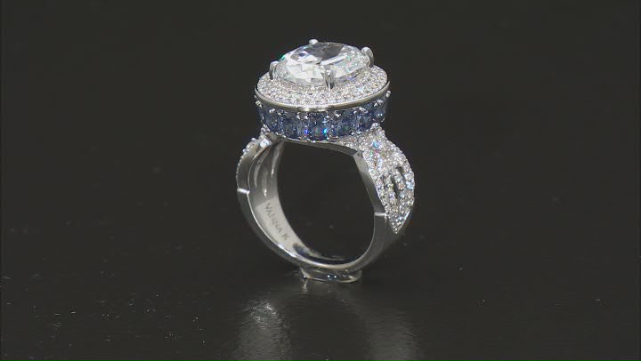 Blue And White Cubic Zirconia Platineve Holiday Ring 8.11ctw Video Thumbnail