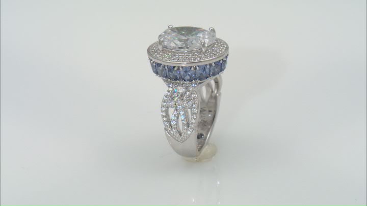 Blue And White Cubic Zirconia Platineve Holiday Ring 8.11ctw Video Thumbnail