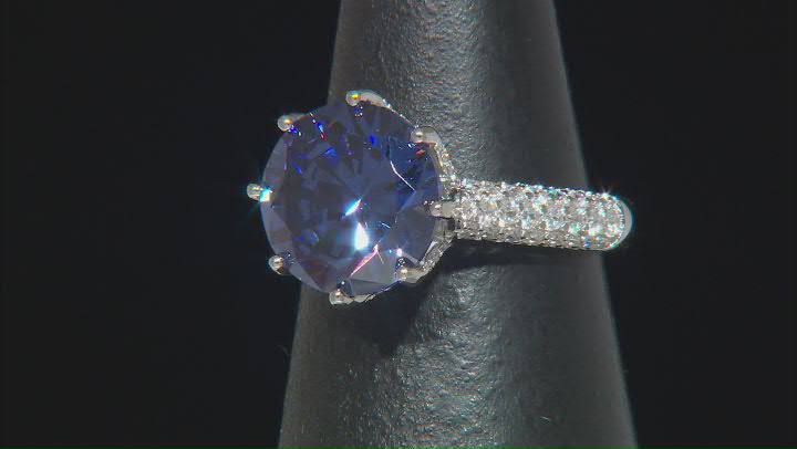 Blue And White Cubic Zirconia Platineve Ring 9.14ctw Video Thumbnail