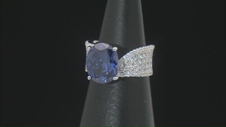 Blue And White Cubic Zirconia Platineve® Ring 8.89ctw Video Thumbnail