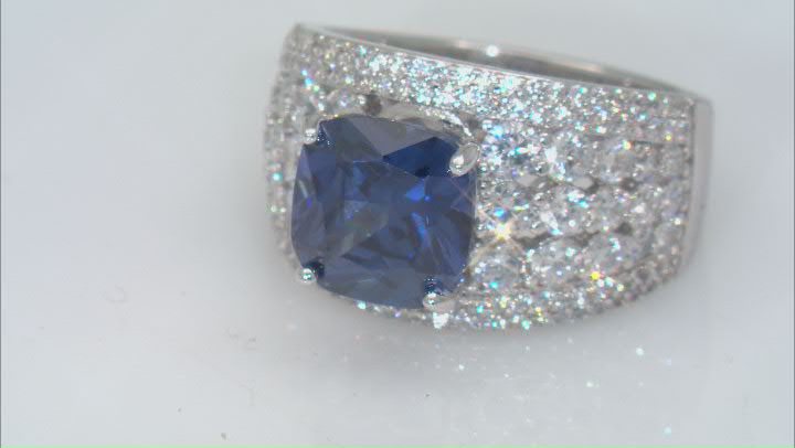 Blue And White Cubic Zirconia Platineve® Ring 6.51ctw Video Thumbnail