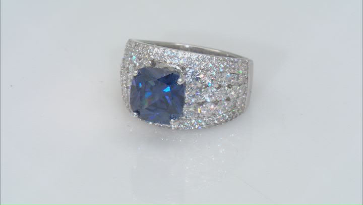 Blue And White Cubic Zirconia Platineve® Ring 6.51ctw Video Thumbnail