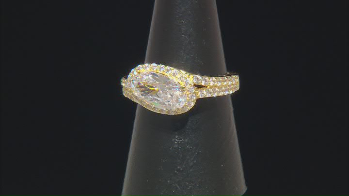 White Cubic Zirconia 18k Yellow Gold Over Sterling Silver Ring 4.26ctw Video Thumbnail