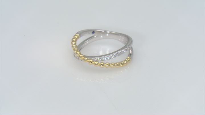 White Cubic Zirconia Platineve® And 18k Yellow Gold Over Sterling Silver Ring 0.45ctw Video Thumbnail