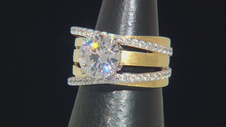 White Cubic Zirconia Platineve® And 18k Yellow Gold Over Sterling Silver Ring 5.33ctw Video Thumbnail