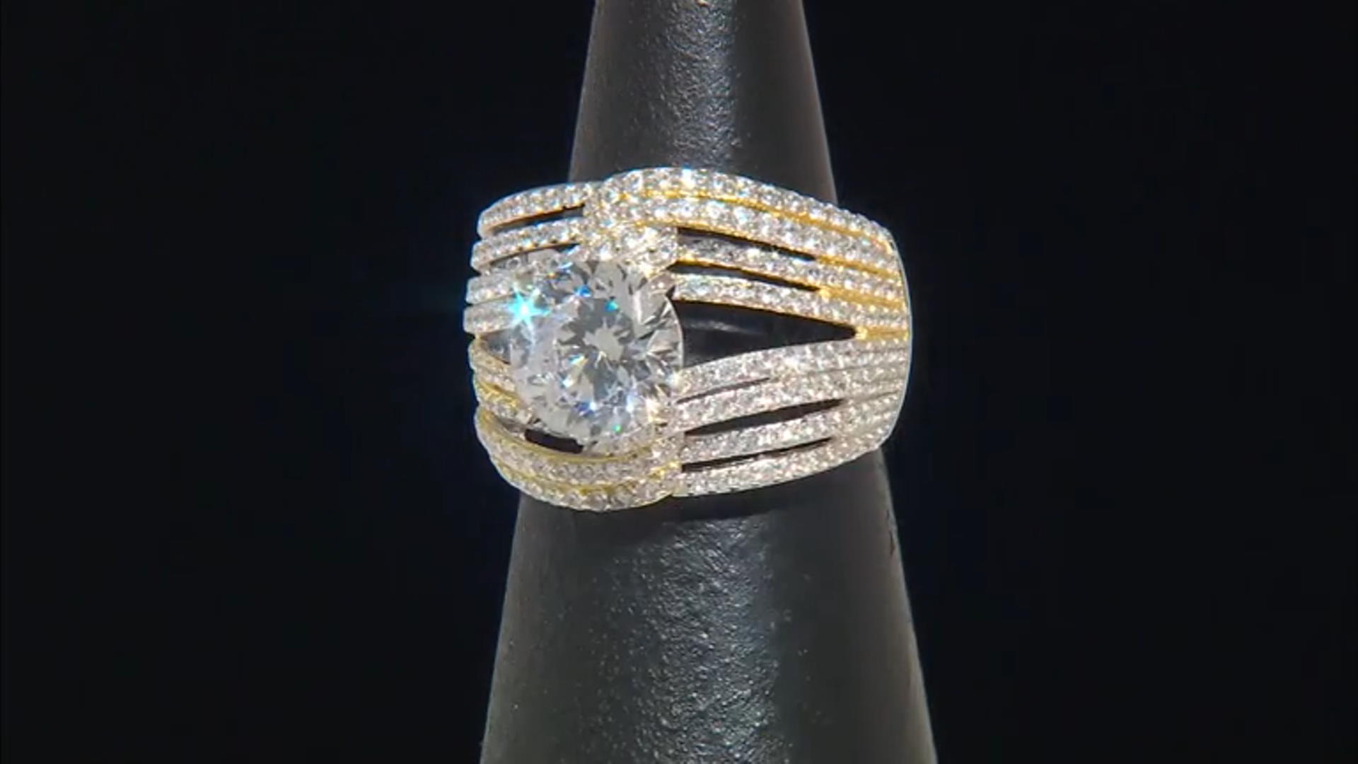 Cubic Zirconia Platineve® And 18k Yellow Gold Over Sterling Silver 12th Anniversary Ring 7.13ctw Video Thumbnail