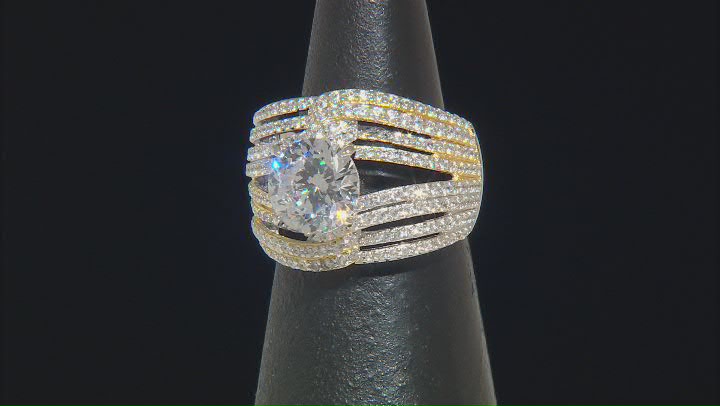 Cubic Zirconia Platineve® And 18k Yellow Gold Over Sterling Silver 12th Anniversary Ring 7.13ctw Video Thumbnail