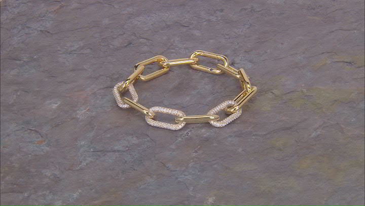 White Cubic Zirconia 18k Yellow Gold Over Sterling Silver Bracelet 11.67ctw Video Thumbnail