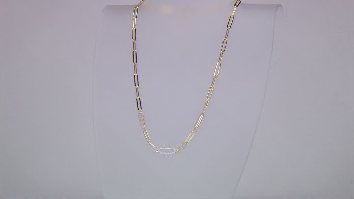 White Cubic Zirconia 18k Yellow Gold Over Sterling Silver And Platineve® Paperclip Necklace 1.25ctw Video Thumbnail