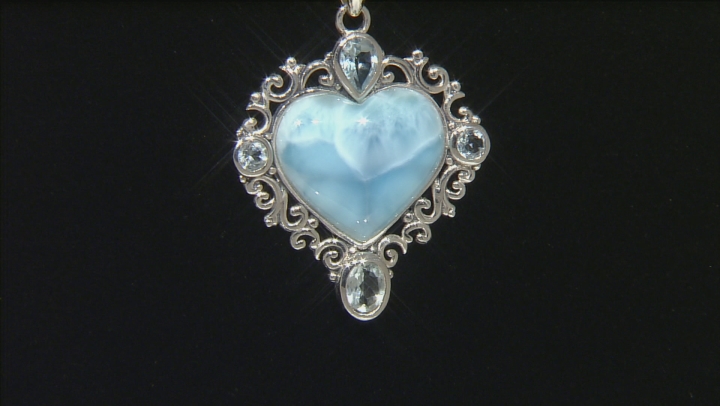 Blue Larimar with Sky Blue Topaz Sterling Silver Popcorn Link Necklace Video Thumbnail