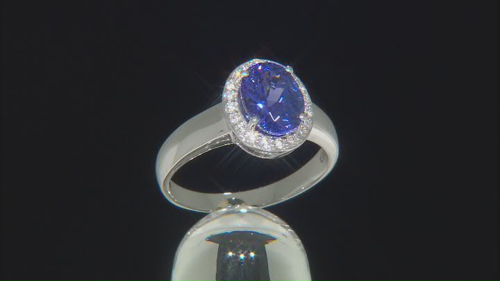 Blue Tanzanite  Rhodium Over 18k White Gold Ring 2.20ctw Video Thumbnail