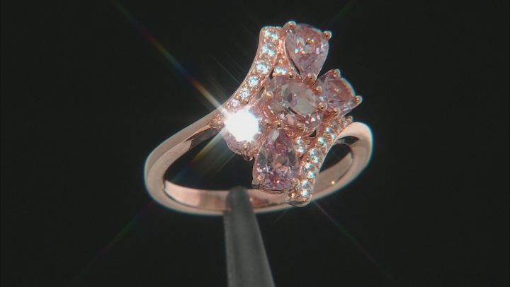 Pink Color Shift Garnet 18k Rose Gold Over Silver Ring 2.25ctw Video Thumbnail