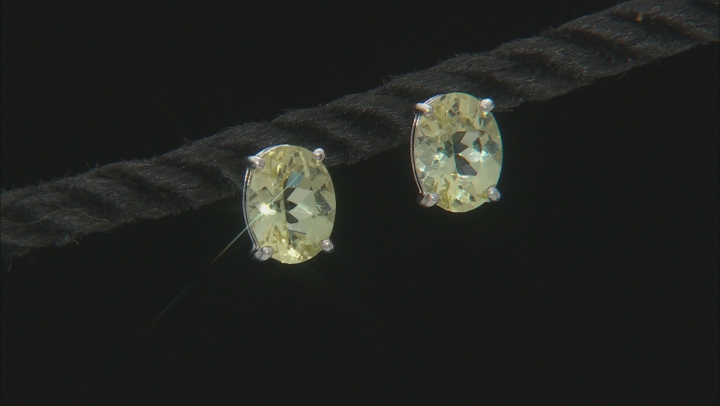 Yellow apatite rhodium over sterling silver stud earrings 2.16ctw Video Thumbnail