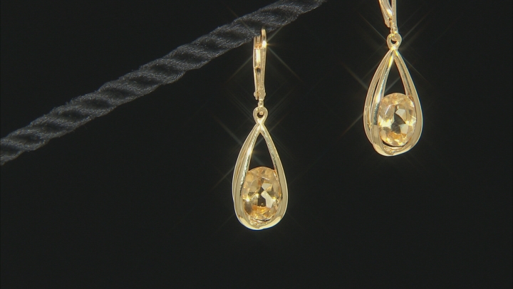 Yellow citrine 18k yellow gold over silver dangle earrings 2.61ctw Video Thumbnail