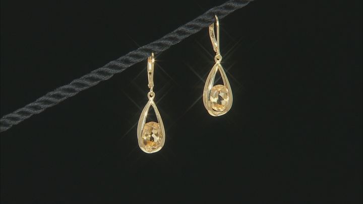Yellow citrine 18k yellow gold over silver dangle earrings 2.61ctw Video Thumbnail