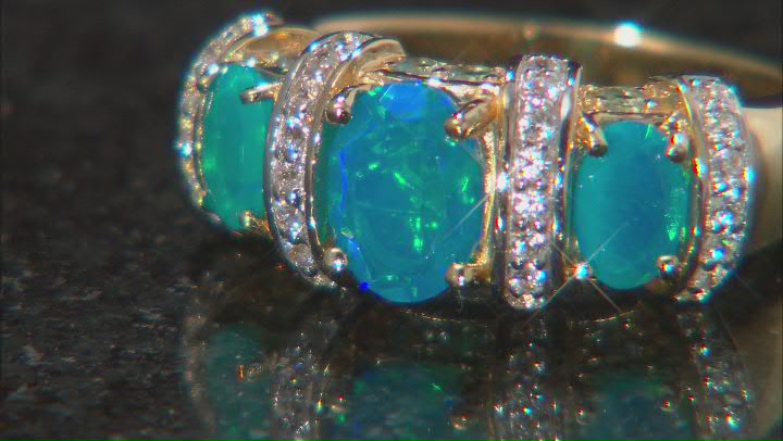 Paraiba Blue Opal 18K Yellow Gold Over Sterling Silver Ring 1.70ctw